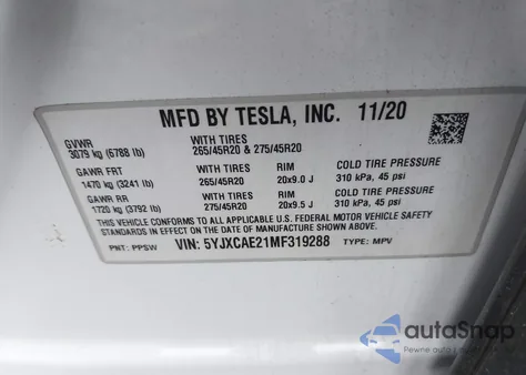 2021 Tesla Model X Long Range Dual Motor All-Wheel Drive/Long Range Plus Dual Motor All-Wheel Drive from USA, damaged, VIN 5YJXCAE21MF319288